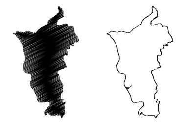 Gross-Gerau ilçesi (Almanya Federal Cumhuriyeti, Darmstadt kırsal bölgesi, Hessen Eyaleti, Hesse, Hessia) harita vektör çizimi, Gross Gerau haritası çizimi