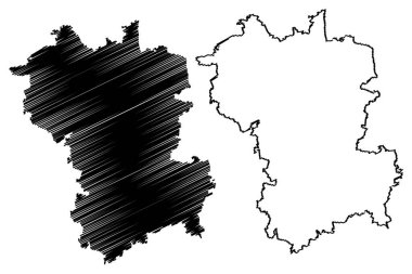 Gunzburg bölgesi (Almanya Federal Cumhuriyeti, Swabia kırsal bölgesi, Bavyera Serbest Eyaleti) harita vektör çizimi, çizim Gunzburg haritası