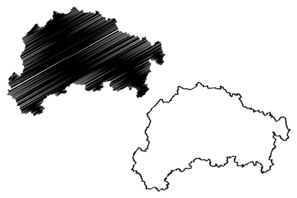 Giessen Região República Federal Alemanha Estado Hessen Hesse Hessia Mapa — Vetor de Stock