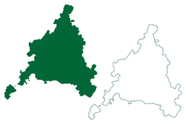 Ajmer District Rajasthan State Republiek India Kaart Vector Illustratie Krabbel — Stockvector