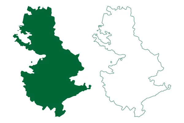 Distrik Bharatpur Negara Bagian Rajasthan Republik India Gambar Vektor Peta - Stok Vektor