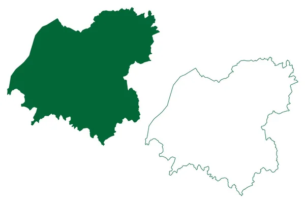 District Bikaner État Rajasthan République Inde Illustration Vectorielle Carte Croquis — Image vectorielle