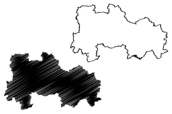 Landkreis Havelland Bundesrepublik Deutschland Landkreis Land Brandenburg Kartenvektordarstellung Kritzelskizze Havellandkarte — Stockvektor