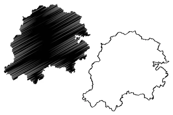Hersfeld Rotenburg区 德意志联邦共和国 Kassel区 黑森州 黑森州 黑森州 黑森州 地图矢量图解 字体草图Hersfeld — 图库矢量图片