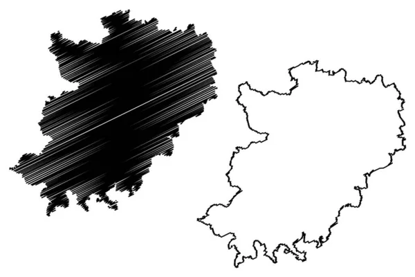 Hohenlohe Distrikt Förbundsrepubliken Tyskland Landsbygden Baden Wurttemberg Staten Karta Vektor — Stock vektor