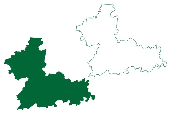 Distrito Hanumangarh Estado Rajastão República Índia Mapa Ilustração Vetorial Esboço —  Vetores de Stock