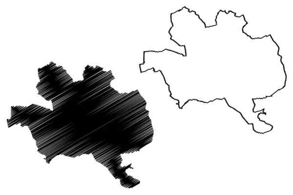 Stadt Kaiserslautern Bundesrepublik Deutschland Land Rheinland Pfalz Stadtkreis Kartenvektorillustration Kritzelskizze — Stockvektor