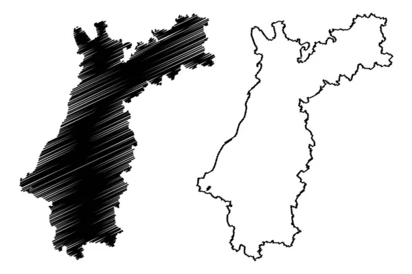 Karlsruhe Régió Németországi Szövetségi Köztársaság Baden Wurttemberg Állam Térkép Vektor — Stock Vector