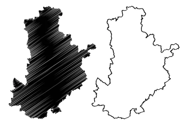 Landkreis Kronach Bundesrepublik Deutschland Landkreis Oberfranken Freistaat Bayern Kartenvektorillustration Kritzelskizze — Stockvektor