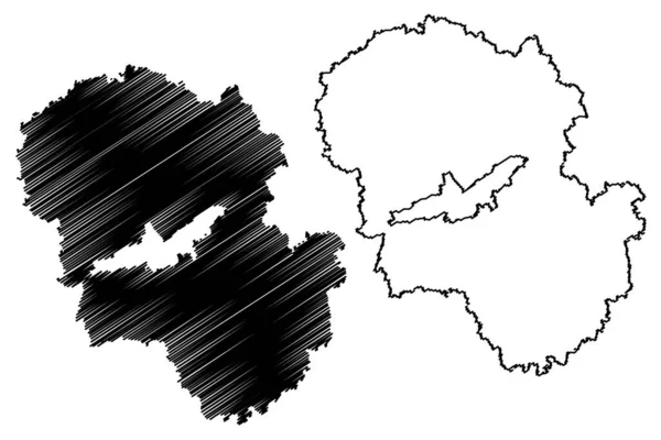 Landkreis Landshut Bundesrepublik Deutschland Landkreis Niederbayern Freistaat Bayern Kartenvektorillustration Kritzelskizze — Stockvektor