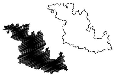 Ana Tauber Bölgesi (Almanya Federal Cumhuriyeti, kırsal bölge, Baden-Wurttemberg Eyaleti) harita vektör çizimi, çizim taslağı ana-Tauber-Kreis haritası