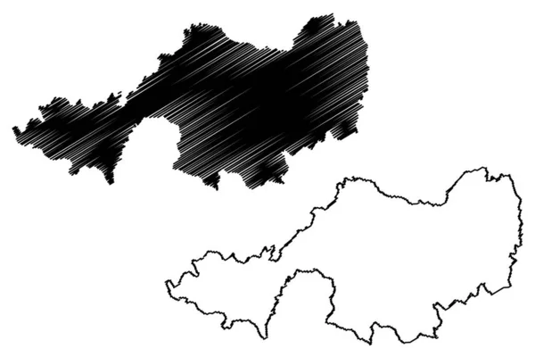 林道地区 德意志联邦共和国 斯瓦比亚农村地区 巴伐利亚自由邦 地图矢量图解 速写草图林道地图 — 图库矢量图片