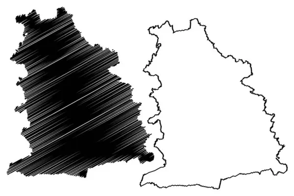 Карта Миесбахского Района Федеративная Республика Германия Сельский Округ Верхняя Бавария — стоковый вектор