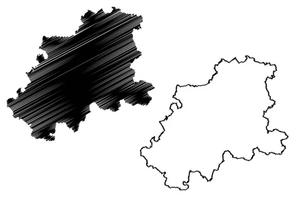 Neckar Odenwald Kreis区 德意志联邦共和国 Baden Wurttemberg州 农村地区 地图矢量图解 抄写草图Neckar Odenwald — 图库矢量图片