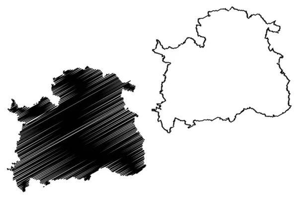 Nordhausen District Bondsrepubliek Duitsland Landelijk Gewest Vrijstaat Thüringen Kaart Vector — Stockvector