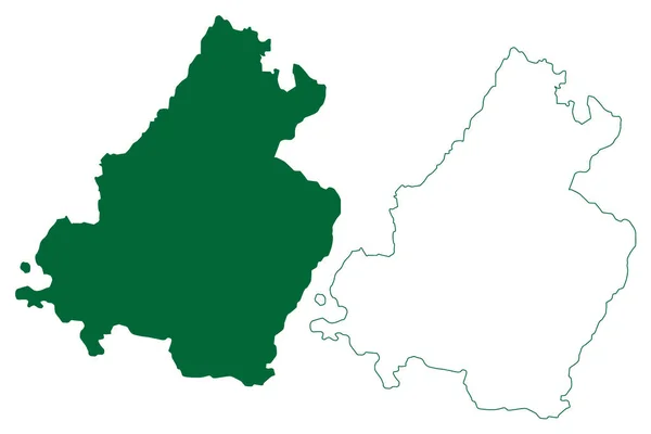 Distrik Sirohi Negara Bagian Rajasthan Republik India Gambar Vektor Peta - Stok Vektor