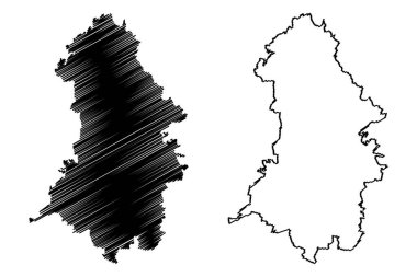 Oberhavel ilçesi (Federal Almanya Cumhuriyeti, kırsal bölge, Brandenburg eyaleti) harita vektör ilüstrasyonu, çizim haritası Oberhavel haritası