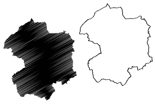 パダーボーン郡 ドイツ連邦共和国 ノルトライン ヴェストファーレン州 Nrw デトモルド州 地図ベクトル図 スケッチブック パダーボーン地図 — ストックベクタ