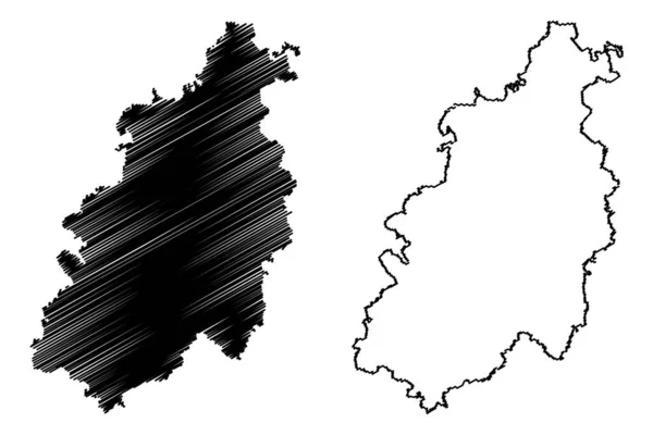 Kreis Pfaffenhofen Bundesrepublik Deutschland Landkreis Oberbayern Freistaat Bayern Kartenvektorillustration Kritzelskizze — Stockvektor