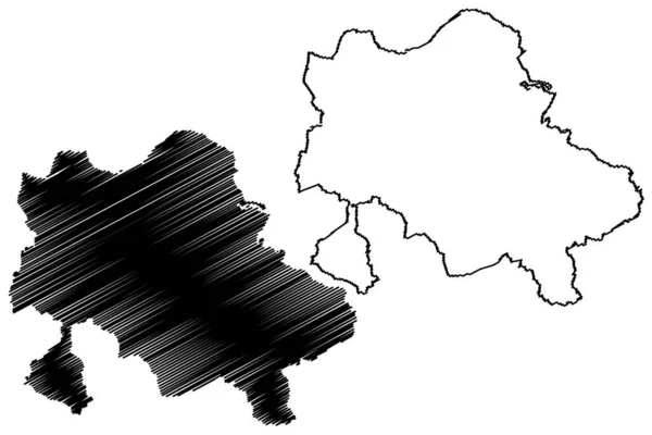 Recklinghausen地区 德意志联邦共和国 北莱茵 威斯特法伦州 Nrw Munster地区 地图矢量图解 抄写草图Recklinghausen地图 — 图库矢量图片