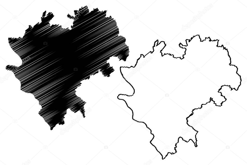 Rhein-Lahn-Kreis district (Federal Republic of Germany, State of Rhineland-Palatinate) map vector illustration, scribble sketch Rhein Lahn Kreis map
