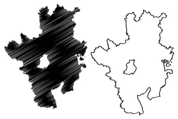 ローゼンハイム郡 ドイツ連邦共和国 バイエルン自由州 ドイツ連邦共和国 地図ベクトル図 スクリプトスケッチローゼンハイム地図 — ストックベクタ