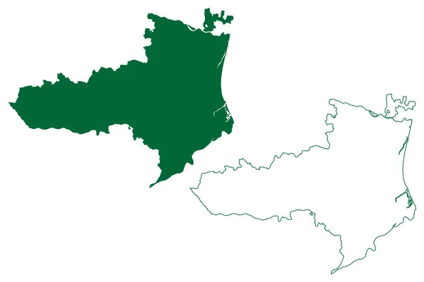 クッダロア郡 タミル ナードゥ州 インド 地図ベクトル図 スケッチブック クッダロア地図 — ストックベクタ