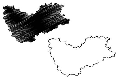 Sachsische Schweiz-Osterzgebirge bölgesi (Almanya Federal Cumhuriyeti, kırsal bölge, Serbest Saksonya Eyaleti) harita çizimi, çizim çizimi Sakson İsviçre-Doğu Ore Dağları haritası