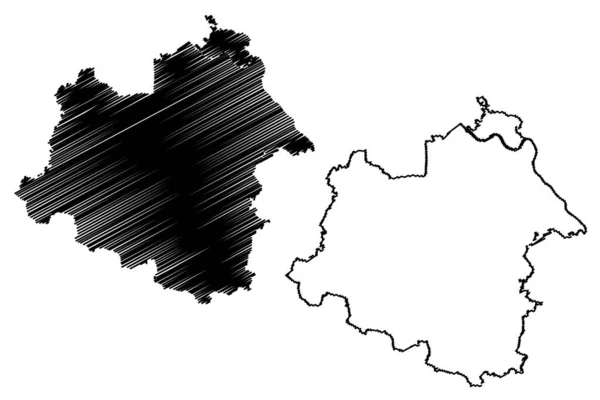 Salzland地区 德意志联邦共和国 农村地区 萨克森 安哈尔特自由邦 地图矢量图解 抄写草图Salzlandkreis地图 — 图库矢量图片
