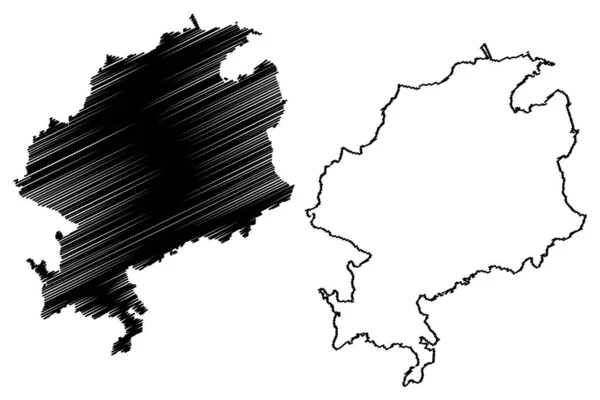 Landkreis Schaumburg Bondsrepubliek Duitsland Landkreis Deelstaat Nedersaksen Kaartvector Illustratie Krabbelschets — Stockvector