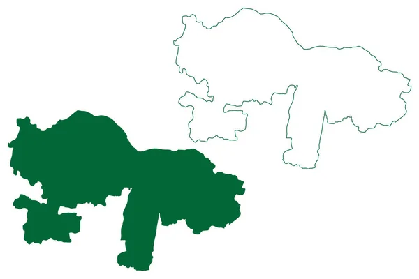 カルール地区 インド タミル ナードゥ州 地図ベクトル図 スケッチブック カルール地図 — ストックベクタ