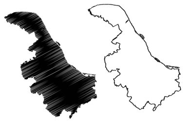 Stade İlçesi (Federal Almanya Cumhuriyeti, kırsal bölge, Aşağı Saksonya Eyaleti) harita vektör çizimi, çizim haritası Stade