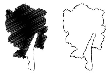 Starnberg ilçesi (Almanya Federal Cumhuriyeti, Yukarı Bavyera kırsal bölgesi, Bavyera Serbest Eyaleti) harita vektör çizimi, çizim Starnberg haritası