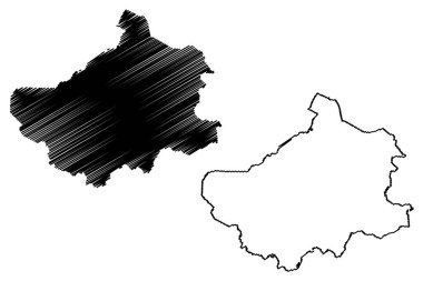Steinfurt ilçesi (Almanya Federal Cumhuriyeti, Kuzey Ren-Vestfalya Eyaleti, NRW, Munster bölgesi) harita vektör çizimi, çizim Steinfurt haritası
