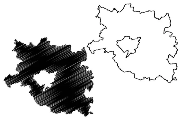 Sudwestpfalz区 德意志联邦共和国 莱茵兰 帕拉廷州 地图矢量图解 潦草素描 — 图库矢量图片