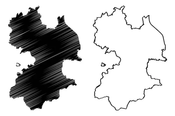Landkreis Traunstein Bundesrepublik Deutschland Landkreis Oberbayern Freistaat Bayern Kartenvektordarstellung Kritzelskizze — Stockvektor