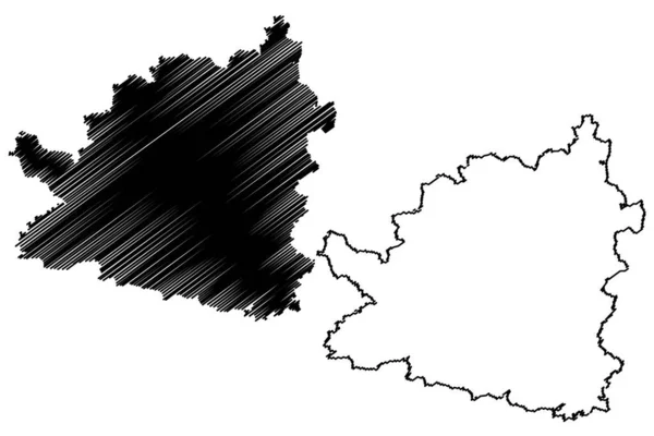 Distrito Tubingen República Federal Alemanha Distrito Rural Baden Wurttemberg Mapa — Vetor de Stock