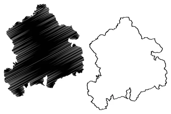 Tuttlingen District 공화국 Baden Wurttemberg State Map Vector Illustration Scribble — 스톡 벡터