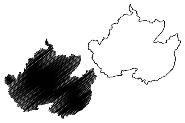 Distretto Uckermark Repubblica Federale Germania Distretto Rurale Stato Brandeburgo Mappa — Vettoriale Stock