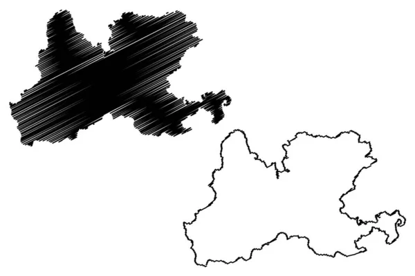 Waldshut District Bondsrepubliek Duitsland Plattelandsgebied Deelstaat Baden Württemberg Kaart Vector — Stockvector