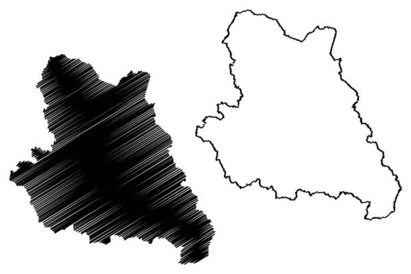 ヴァレンドルフ郡 ドイツ連邦共和国 北ライン ヴェストファーレン州 Nrw ムンスター州 地図ベクトル図 スケッチブック ヴァレンドルフ地図 — ストックベクタ