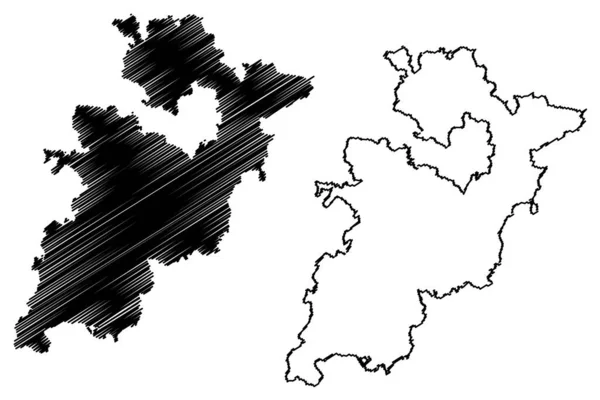 Wartburgkreis地区 德意志联邦共和国 农村地区 图林根自由邦 地图矢量图解 速写草图Wartburgkreis地图 — 图库矢量图片