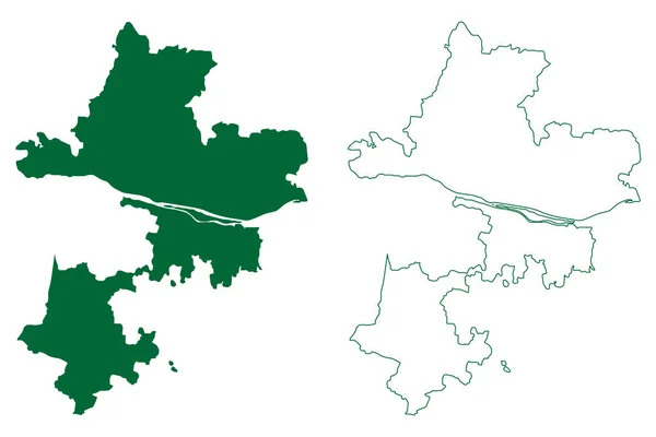 Иллюстрация Векторной Карты Района Тиручираппалли Штат Тамил Наду Индия Начертательная — стоковый вектор