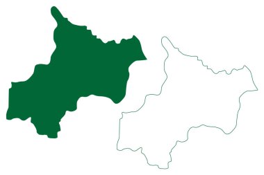 Jayashankar Bhupalpally ilçesi (Telangana Eyaleti, Hindistan Cumhuriyeti) harita vektör ilülasyonu, karala çizim Jayashankar Bhupalpally harita