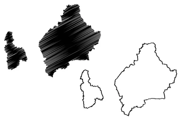 Wolfenbuttel District Bondsrepubliek Duitsland Plattelandsgebied Deelstaat Nedersaksen Kaart Vector Illustratie — Stockvector