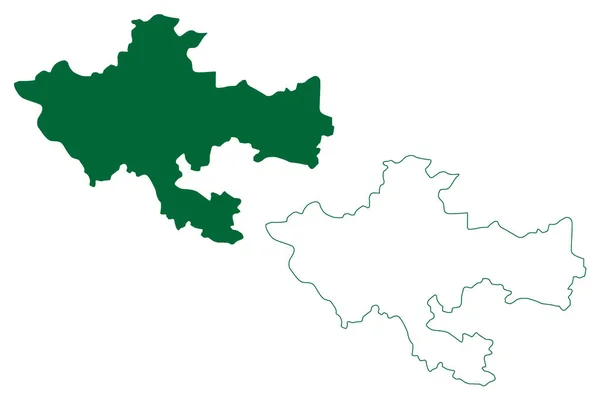 Distrik Khammam Negara Bagian Telangana Republik India Gambar Vektor Peta - Stok Vektor