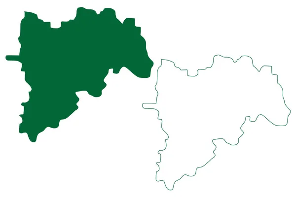 マハーブナガル州 インド共和国テランガナ州 地図ベクトル図 スケッチブック マハーブナガル州地図 — ストックベクタ