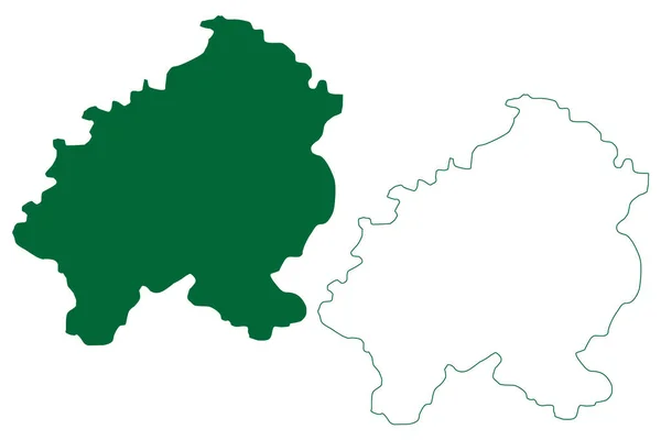 Vikarabad District Telangana State Republika Indii Mapa Wektor Ilustracja Skecz — Wektor stockowy