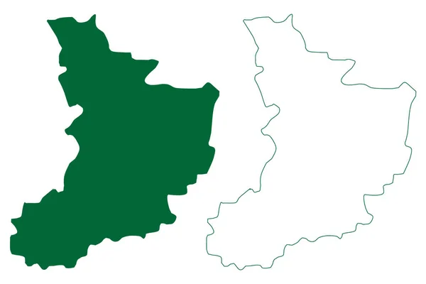 Warangal District Telangana State Republika Indii Mapa Wektor Ilustracja Skecz — Wektor stockowy