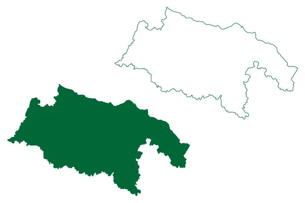 Ambedkar Nagar District Bundesstaat Uttar Pradesh Republik Indien Kartenvektorillustration Kritzelskizze — Stockvektor